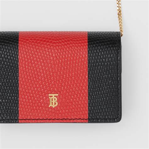 burberry embossed leather wallet with chain|Burberry card case with strap.